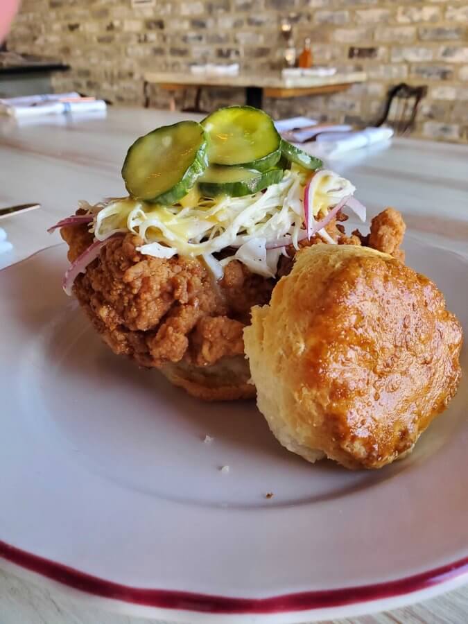 Fried chicken sandwich at Haberdish in Charlotte NC