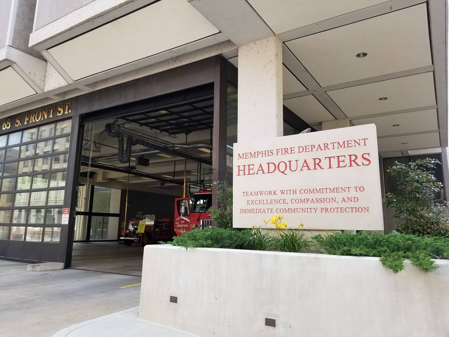 Memphis Fire Department Headquarters sign and exterior.