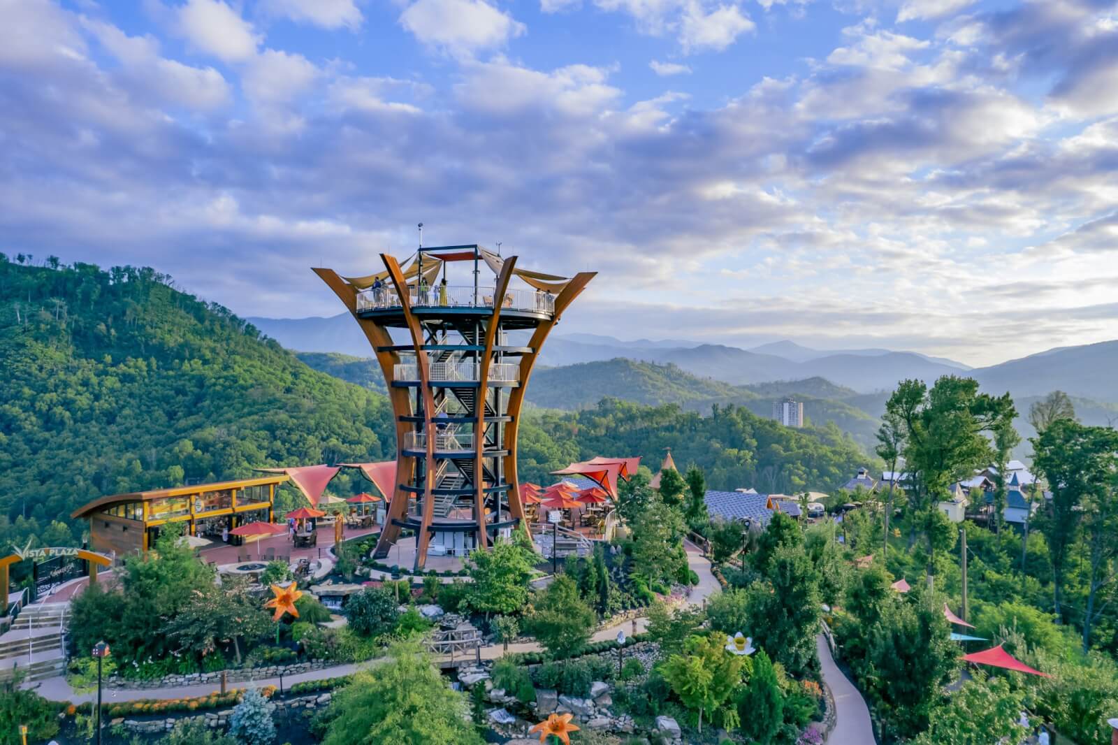 Aerial view of Anakeesta theme park in Gatlinburg, TN