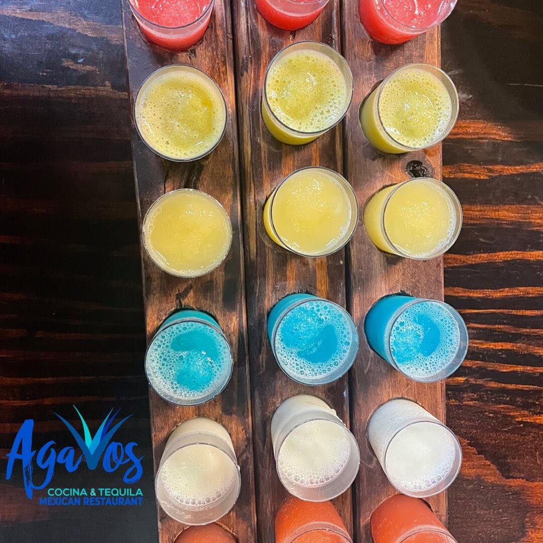 Colorful frozen margarita flight