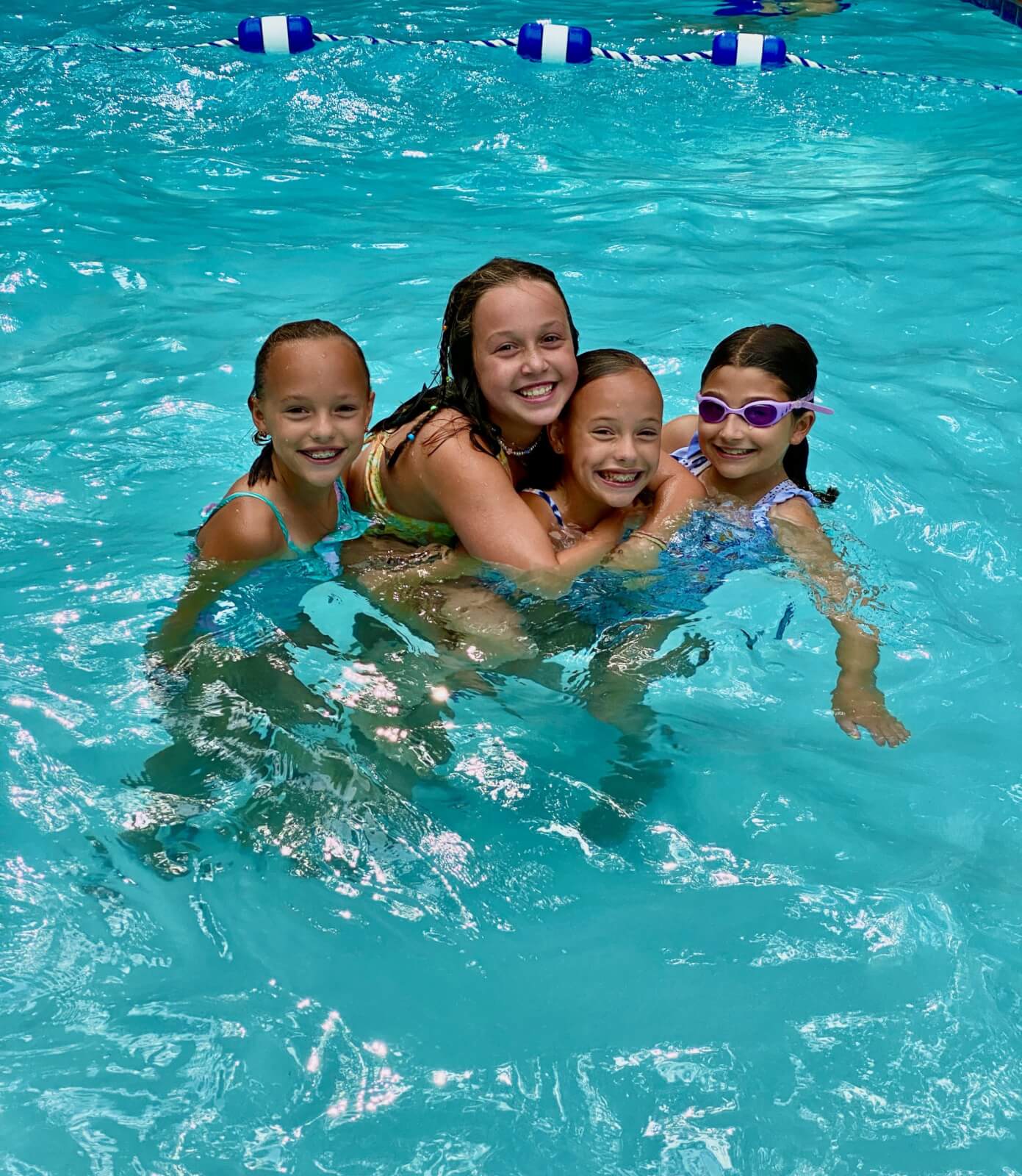 young girls in pool