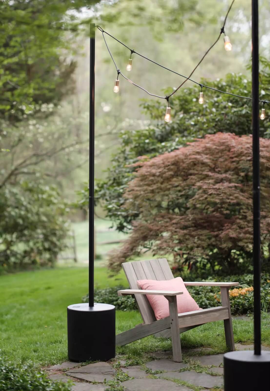 string lights in backyard